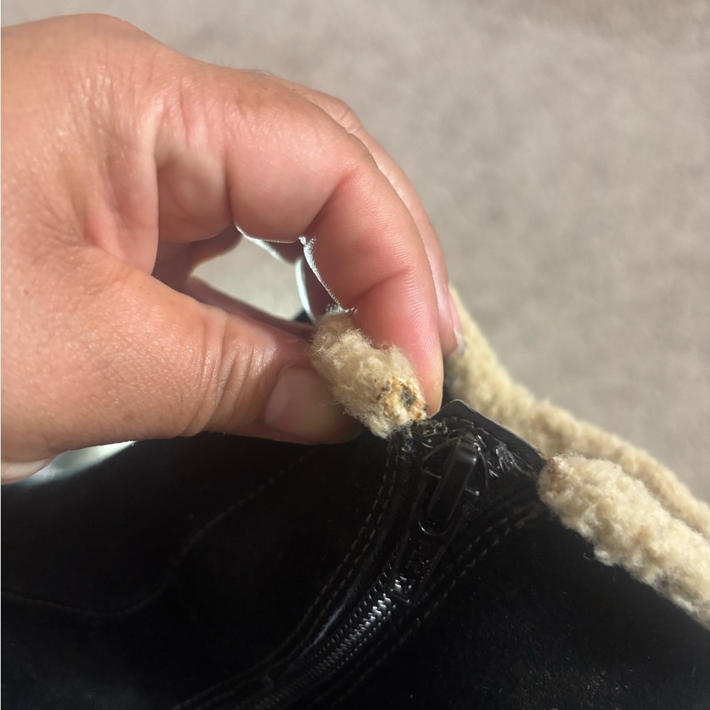 Clarks Bendables Black Suede Boots Women Shearling Trim 8 W - Picture 12 of 16